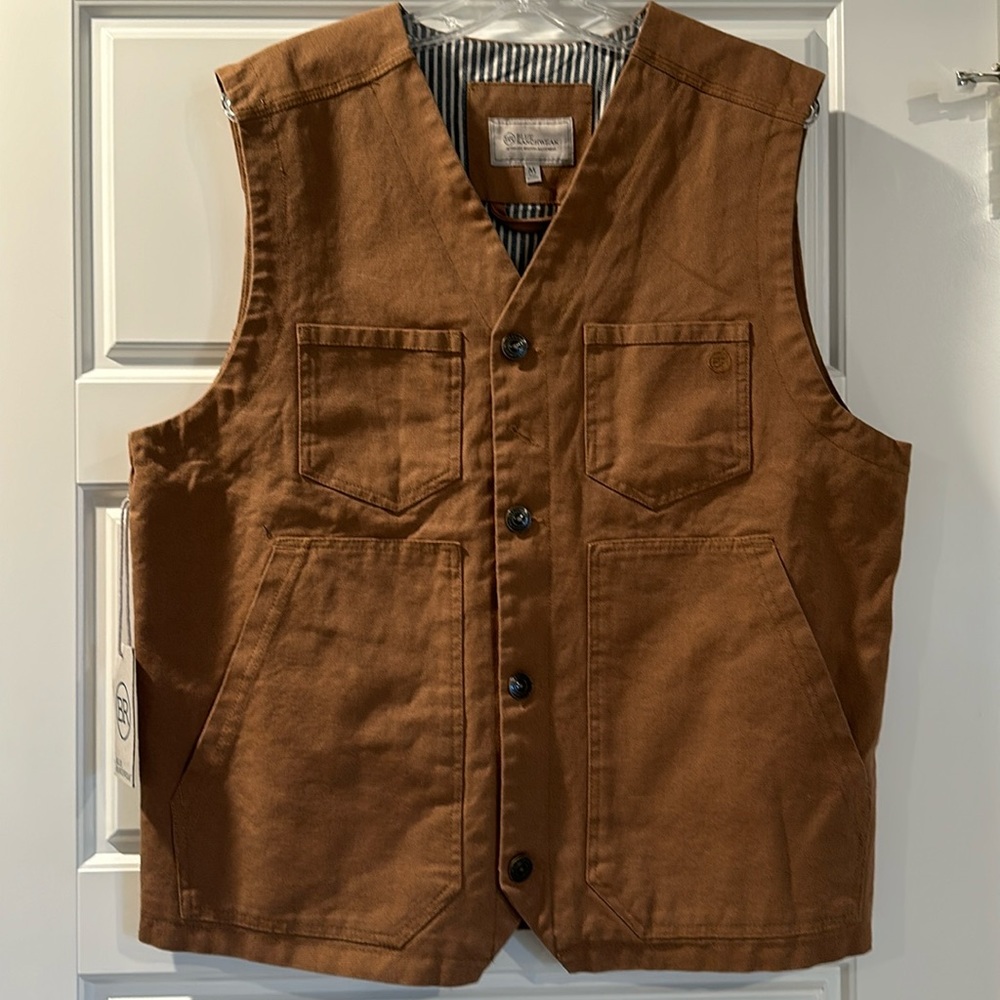 NEW! Blue Ranchwear Men's Solid Button-Down Duck Canvas Vest Size Medium NWT